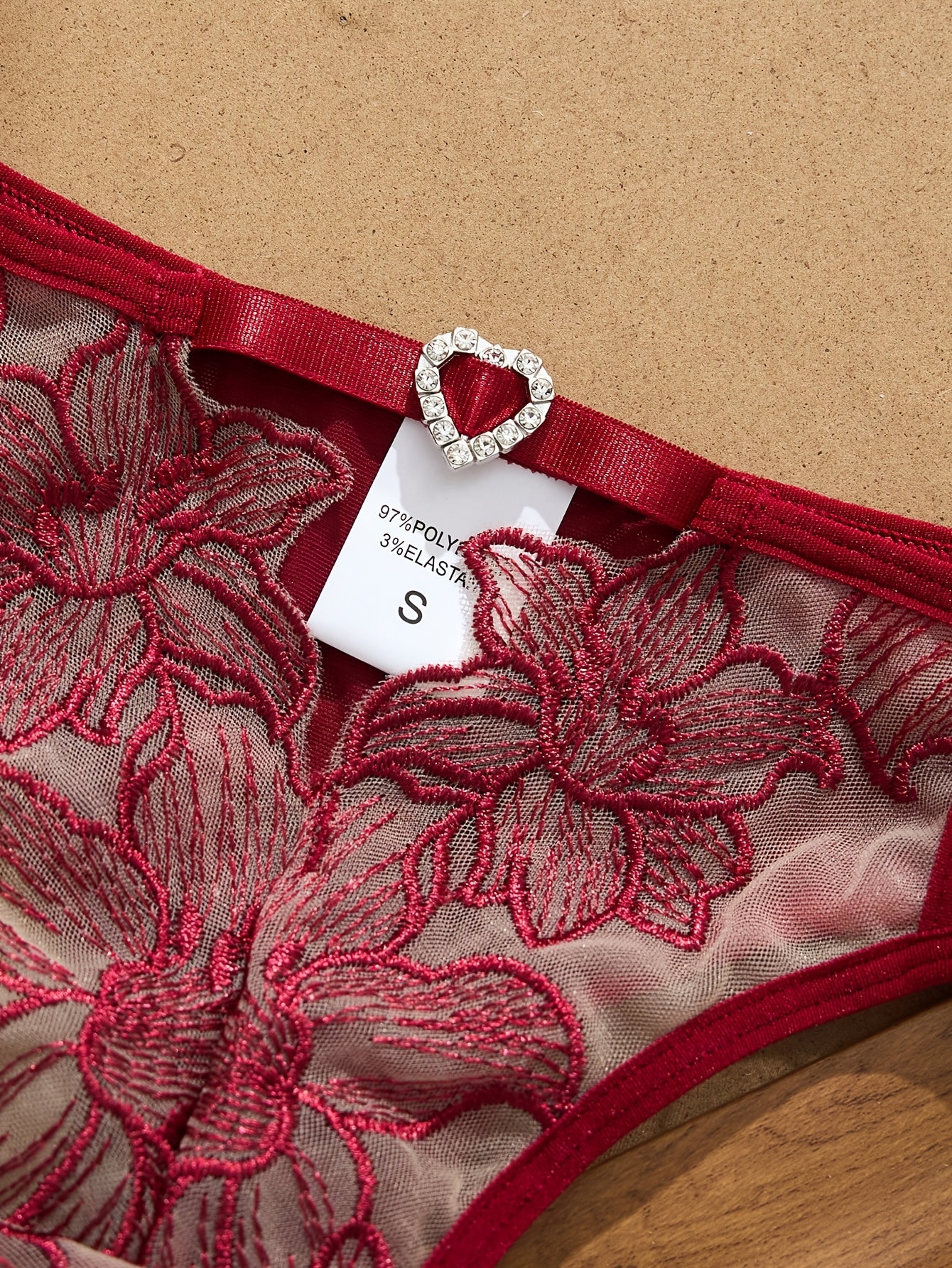 42cd9023 04f1 4b4d 8015 6e8b99380188 Women'S Wine Red Large Floral Embroidery Sexy Lingerie Set, Festival Outfit, Medium Support, Semi-Sheer Underwire Bra And Thong Set 2pcs, Lightweight Breathable Lingerie, Suitable for Romantic Night Dates, Parties, Gifts