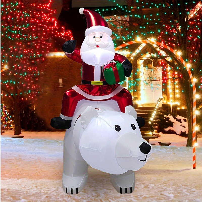 1pc 6ft Inflatable Santa On Polar Bear With Led Lights, Shaking Head, Velvet Bow Scarf, Outdoor Garden Decor, Christmas Party Gift, 110-130v Us Plug, Polyester Material
1pc 6ft Inflatable Santa On Polar Bear With Led Lights, Shaking Head, Velvet Bow Scarf, Outdoor Garden Decor, Christmas Party Gift, 110-130v Us Plug, Polyester Material