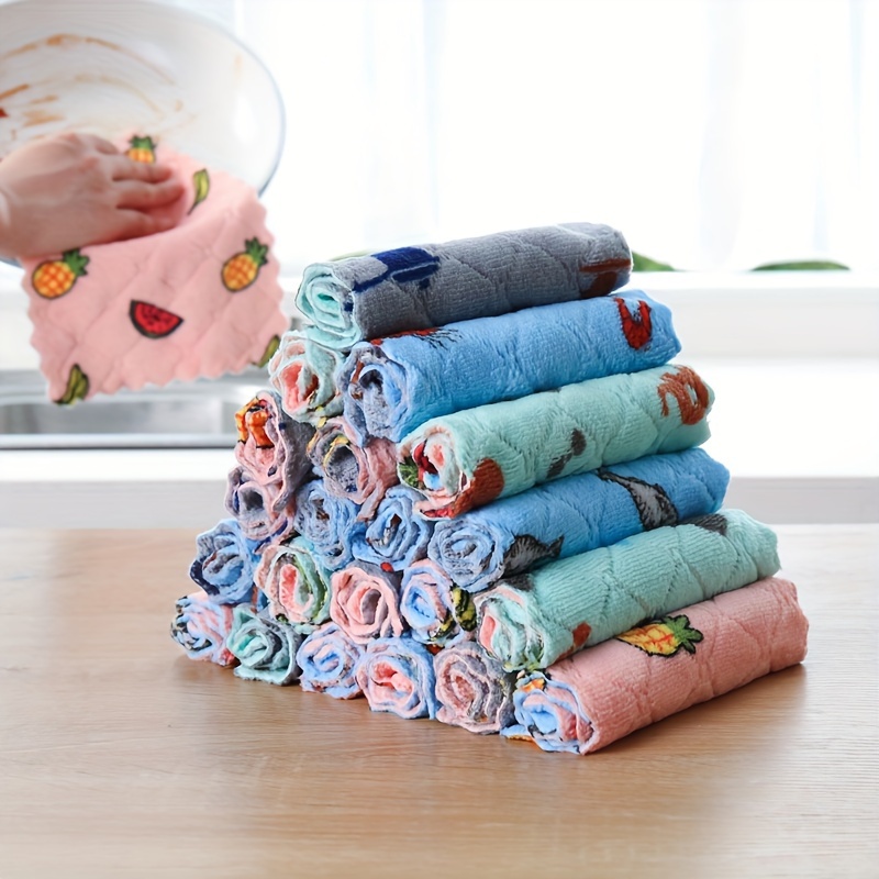 10-piece Ultra-soft Microfiber Kitchen Towels - Double-sided, Thick & Absorbent Dish Cloths With Cute Cartoon Prints, Reusable Cleaning Pads For Home Use
10-piece Ultra-soft Microfiber Kitchen Towels - Double-sided, Thick & Absorbent Dish Cloths With Cute Cartoon Prints, Reusable Cleaning Pads For Home Use