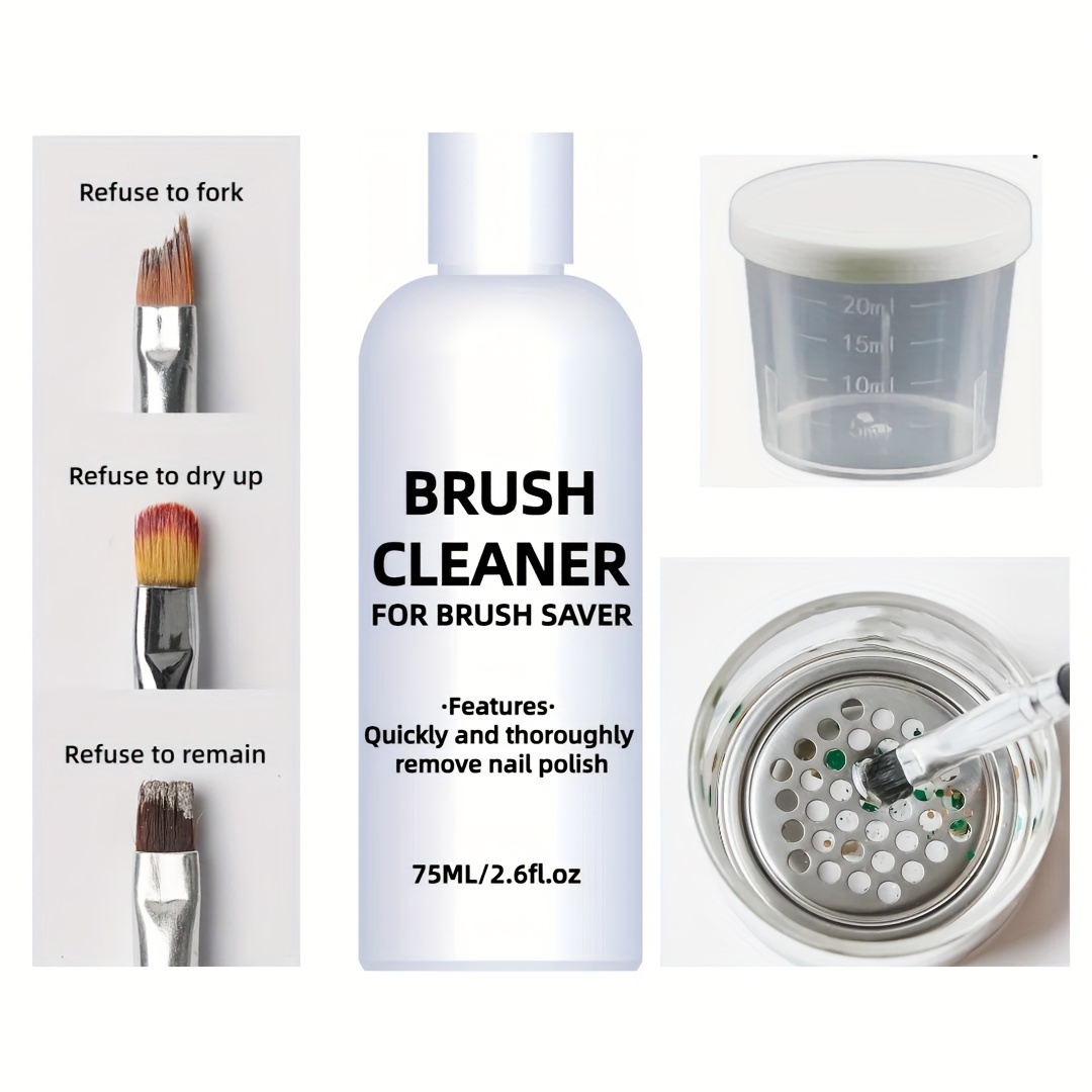 Painting Nail Brush Cleaner And Repair Kit - 75 Ml/2.6 Oz Solution With Cleaning Jar, Cruelty-free Gel Brush Protector, Removes Nail Polish Quickly And Maintains Brush Quality
Painting Nail Brush Cleaner And Repair Kit - 75 Ml/2.6 Oz Solution With Cleaning Jar, Cruelty-free Gel Brush Protector, Removes Nail Polish Quickly And Maintains Brush Quality