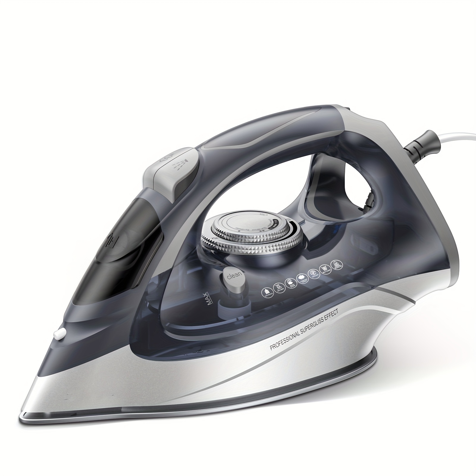 1700w Steam Iron For Clothes With Rapid Heating Ceramic Coated Soleplate, Steam Iron With Precise Thermostat Dial, Self-clean, Auto-off, 10.14oz Water Tank, For Home Clothes Ironing Use, Blue
1700w Steam Iron For Clothes With Rapid Heating Ceramic Coated Soleplate, Steam Iron With Precise Thermostat Dial, Self-clean, Auto-off, 10.14oz Water Tank, For Home Clothes Ironing Use, Blue