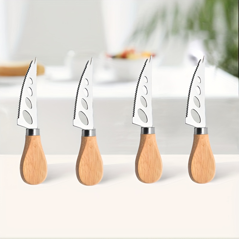 2/4pcs Stainless Steel Sharp Hole Fork Knife Set With Wooden Handle, Stainless Steel Cheese Knife, Cream Cutting Knife, Kitchen Supplies, Baking Tools
2/4pcs Stainless Steel Sharp Hole Fork Knife Set With Wooden Handle, Stainless Steel Cheese Knife, Cream Cutting Knife, Kitchen Supplies, Baking Tools