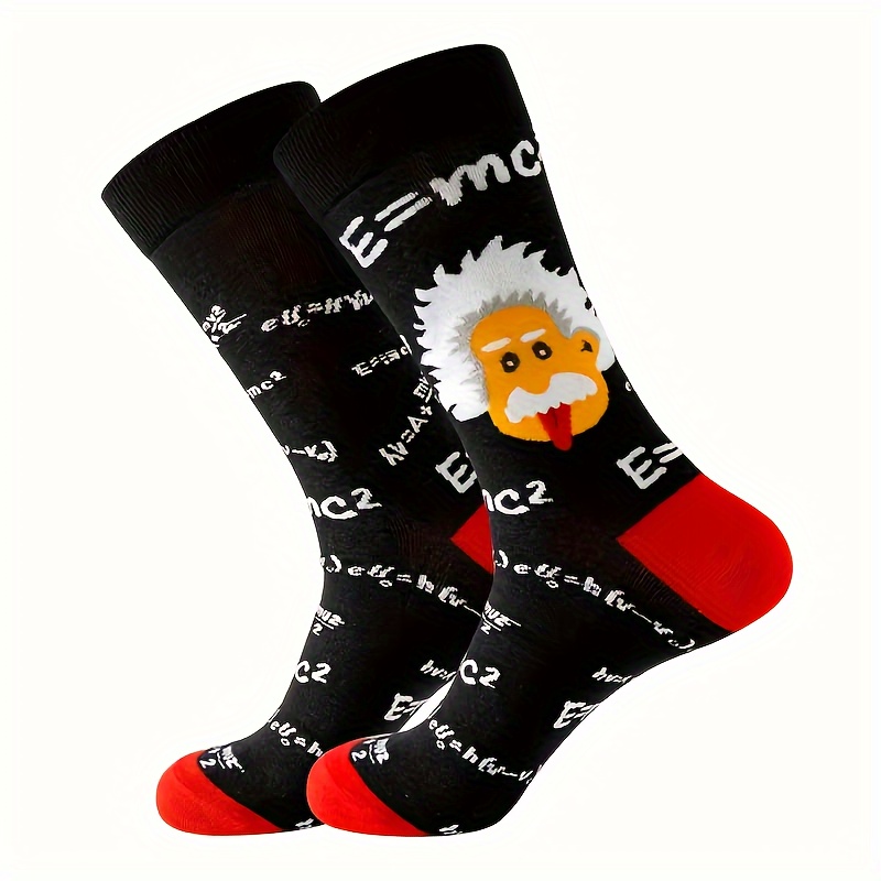 Men's Novelty Crew Socks With Scientist Graphic - Polyester Knit Fabric, Pattern, Hand Washable - Pack
Men's Novelty Crew Socks With Scientist Graphic - Polyester Knit Fabric, Pattern, Hand Washable - Pack