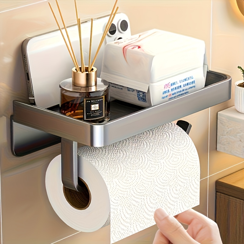 1pc Luxespace Wall Mounted Toilet Paper Holder With Shelf - Carbon Steel, Self-adhesive, Waterproof, Polished , Large Capacity Bathroom Storage Organizer
1pc Luxespace Wall Mounted Toilet Paper Holder With Shelf - Carbon Steel, Self-adhesive, Waterproof, Polished , Large Capacity Bathroom Storage Organizer
