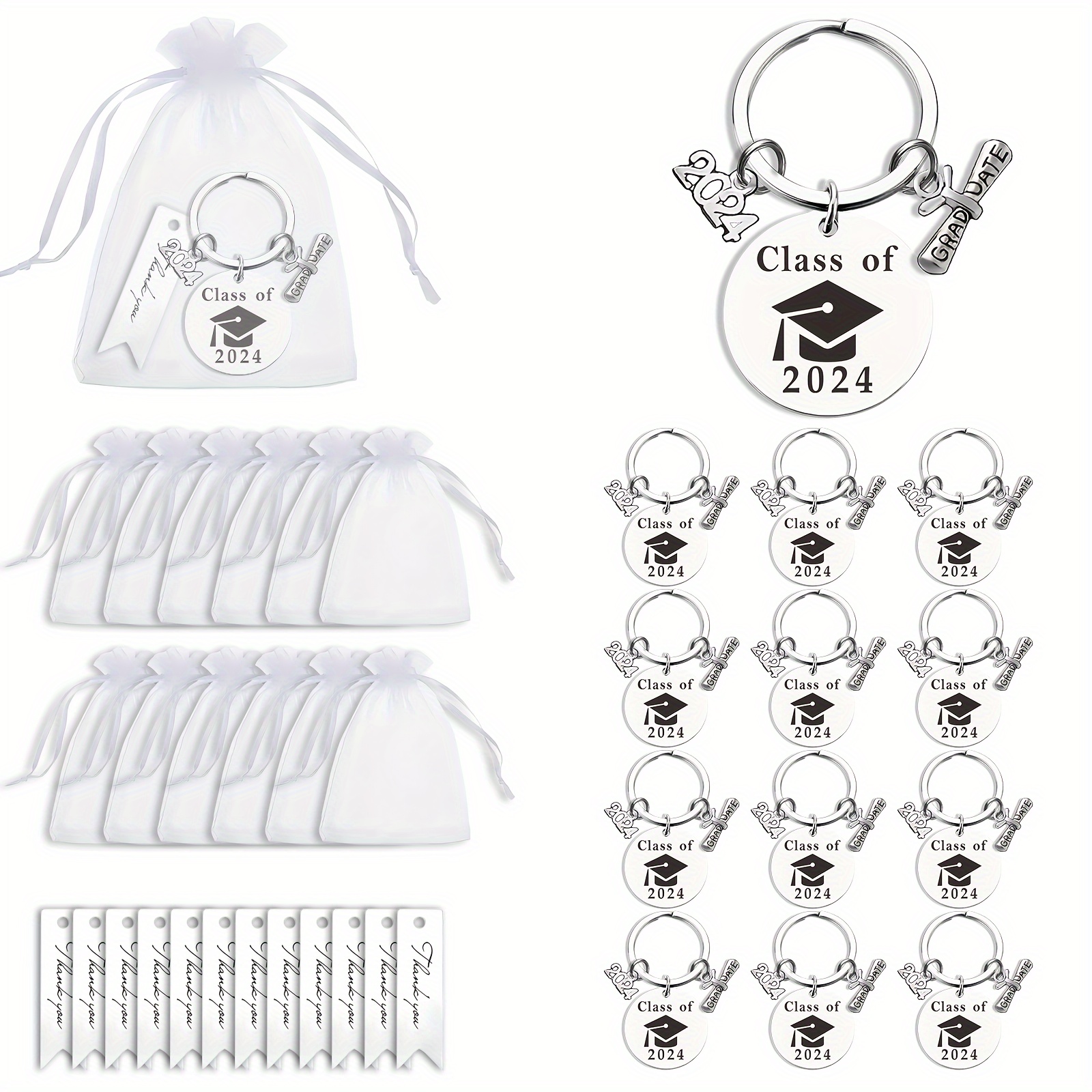 36pcs Class Of 2024 Steel Keychain Set - Includes 12 Keychains, 12 , And 12 Tulle - For And
36pcs Class Of 2024 Steel Keychain Set - Includes 12 Keychains, 12 , And 12 Tulle - For And