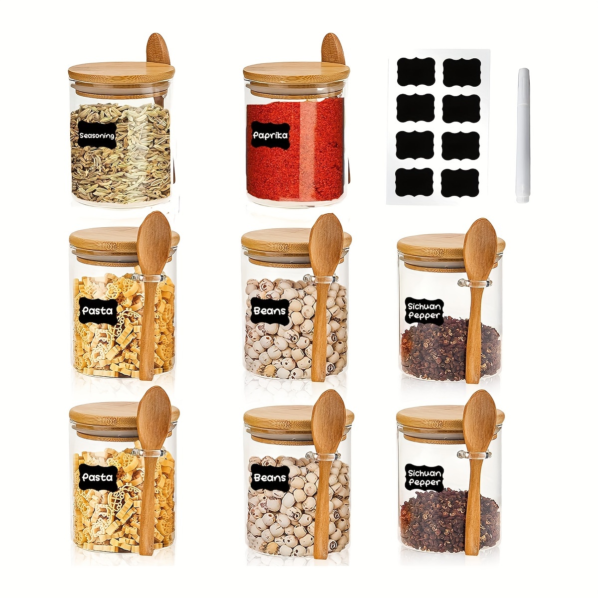 Glass Jars With Bamboo Lid & Bamboo Spoons, 8 Oz Jars, 100% Sealed Small Glass Canisters Jars For Cookies, Candy, Coffee Beans Or Nuts 8 Pack
Glass Jars With Bamboo Lid & Bamboo Spoons, 8 Oz Jars, 100% Sealed Small Glass Canisters Jars For Cookies, Candy, Coffee Beans Or Nuts 8 Pack