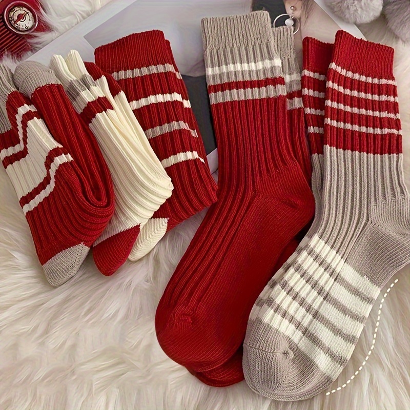 5 Pairs Of Autumn And Winter Mid-calf Women's Socks, Fashionable Red Striped Thickened Warm Long Socks
5 Pairs Of Autumn And Winter Mid-calf Women's Socks, Fashionable Red Striped Thickened Warm Long Socks
