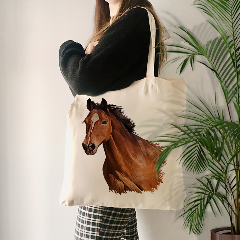 Chic Horse Pattern Canvas Tote Bag - Fashionable Shoulder Handbag For Women, Daily & Travel, Reusable Shopping Bag, Ideal Gift For
Chic Horse Pattern Canvas Tote Bag - Fashionable Shoulder Handbag For Women, Daily & Travel, Reusable Shopping Bag, Ideal Gift For