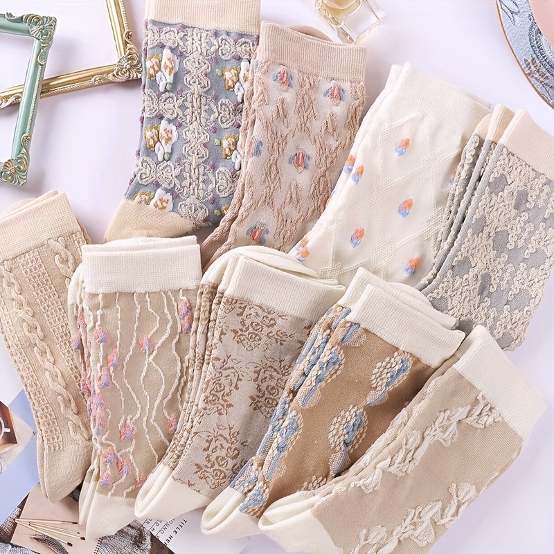 9 Pairs Floral Pattern Socks, Retro & Comfy Mid Tube Socks, Women's Stockings & Hosiery
9 Pairs Floral Pattern Socks, Retro & Comfy Mid Tube Socks, Women's Stockings & Hosiery