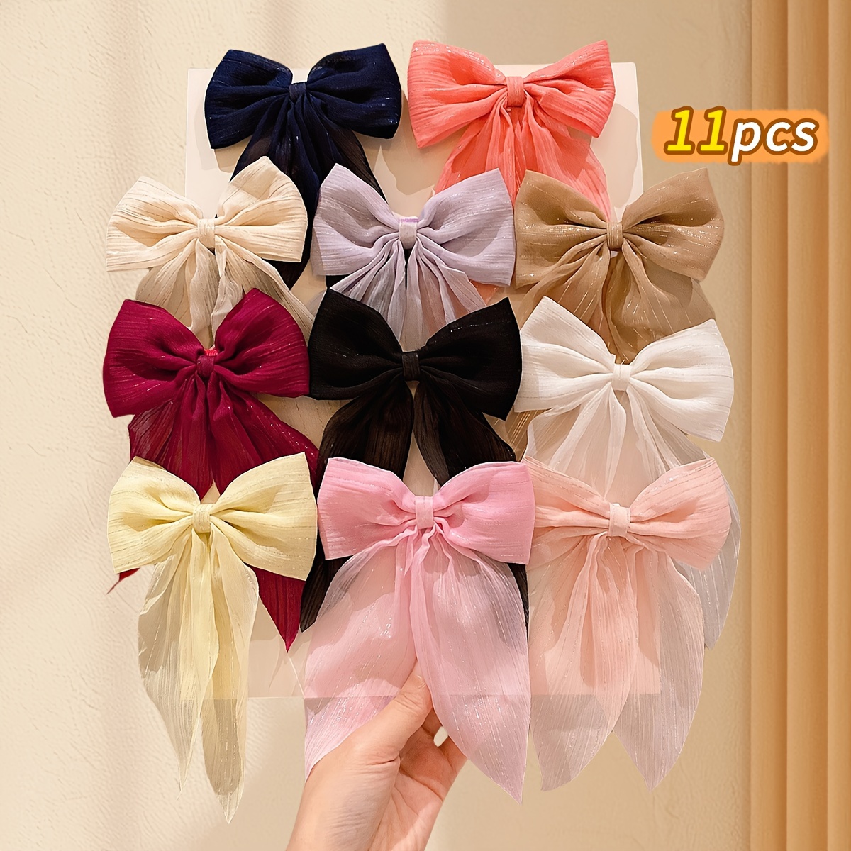 Lemon 11-pack Bow Hair Clips For Teens, Polyester Bowknot Hair Accessories, Woven Hair Decorations
Lemon 11-pack Bow Hair Clips For Teens, Polyester Bowknot Hair Accessories, Woven Hair Decorations