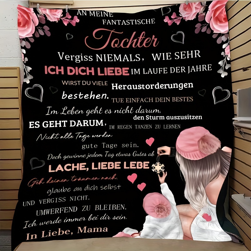 Flannel Blanket For Daughter, All Knitted Letter Pattern And Embellishments - Sofa Blanket
Flannel Blanket For Daughter, All Knitted Letter Pattern And Embellishments - Sofa Blanket