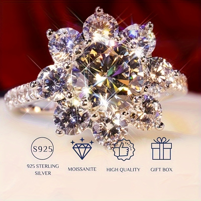 Bague de fiançailles luxueuse en argent sterling 925 avec élégant design de fleur en moissanite de 1 carat, étincelante et promettant des bijoux de mariage pour femmes
Bague de fiançailles luxueuse en argent sterling 925 avec élégant design de fleur en moissanite de 1 carat, étincelante et promettant des bijoux de mariage pour femmes