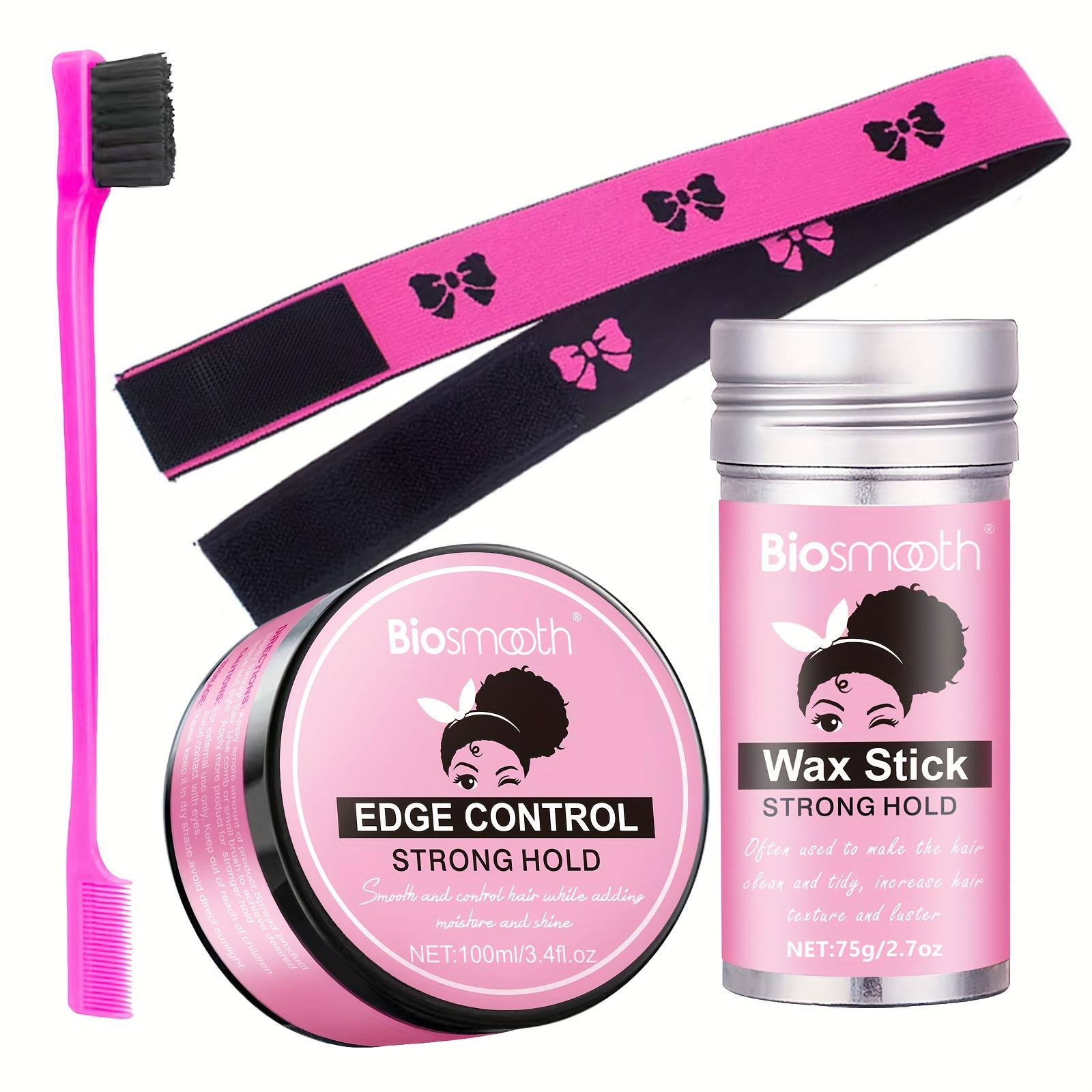 4pcs Edge Control Hair Styling Wax Set, Edge Control Hair Gel, Strong Hold Non-greasy Hair Wax Stick, Edge Brush, Headband
4pcs Edge Control Hair Styling Wax Set, Edge Control Hair Gel, Strong Hold Non-greasy Hair Wax Stick, Edge Brush, Headband