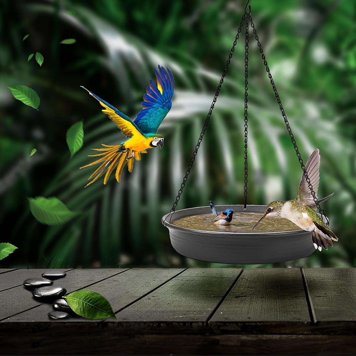 1pc Hanging Bird Bath Feeder, Plastic Garden Bird Water Or Seed Tray, With Chain And Snap Hooks, Outdoor Bird-feeding Station, Easy Hanging With Sturdy Hook
1pc Hanging Bird Bath Feeder, Plastic Garden Bird Water Or Seed Tray, With Chain And Snap Hooks, Outdoor Bird-feeding Station, Easy Hanging With Sturdy Hook