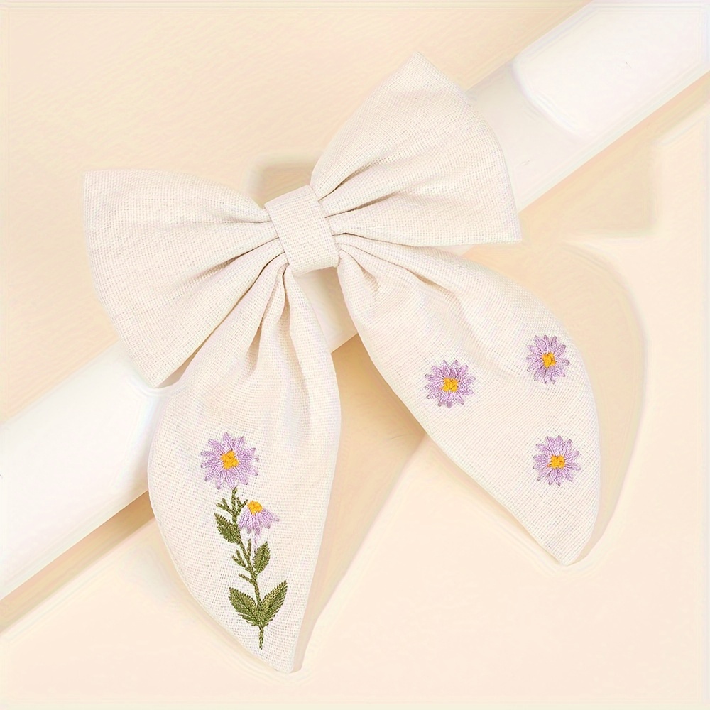 1pc Cute Flower Embroidery Bow Hair Clip For Girls, Mixed Color, Polyester, Fashion Hair Accessory, Floral Decor, Dress Up
1pc Cute Flower Embroidery Bow Hair Clip For Girls, Mixed Color, Polyester, Fashion Hair Accessory, Floral Decor, Dress Up