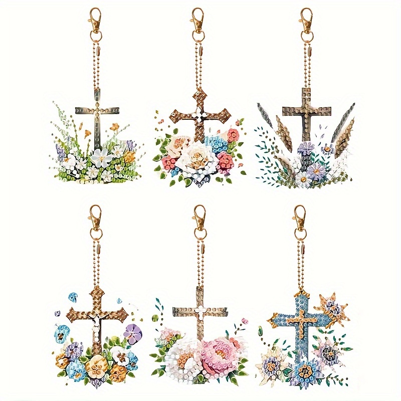 6-pack Diamond Painting Keychains, 5d Round Acrylic Diamond Art Cross Key Rings, Double-sided Diy Craft Kit For Bag Charms
6-pack Diamond Painting Keychains, 5d Round Acrylic Diamond Art Cross Key Rings, Double-sided Diy Craft Kit For Bag Charms