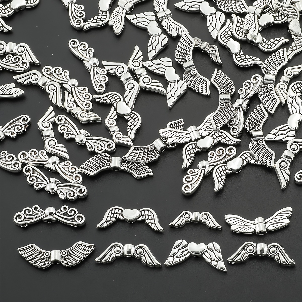 50pcs Alloy Wing Spacer Beads, Vintage Wing Charms, Beads For Jewelry Making, Diy Bracelet Necklace Earrings Crafts Accessories
50pcs Alloy Wing Spacer Beads, Vintage Wing Charms, Beads For Jewelry Making, Diy Bracelet Necklace Earrings Crafts Accessories