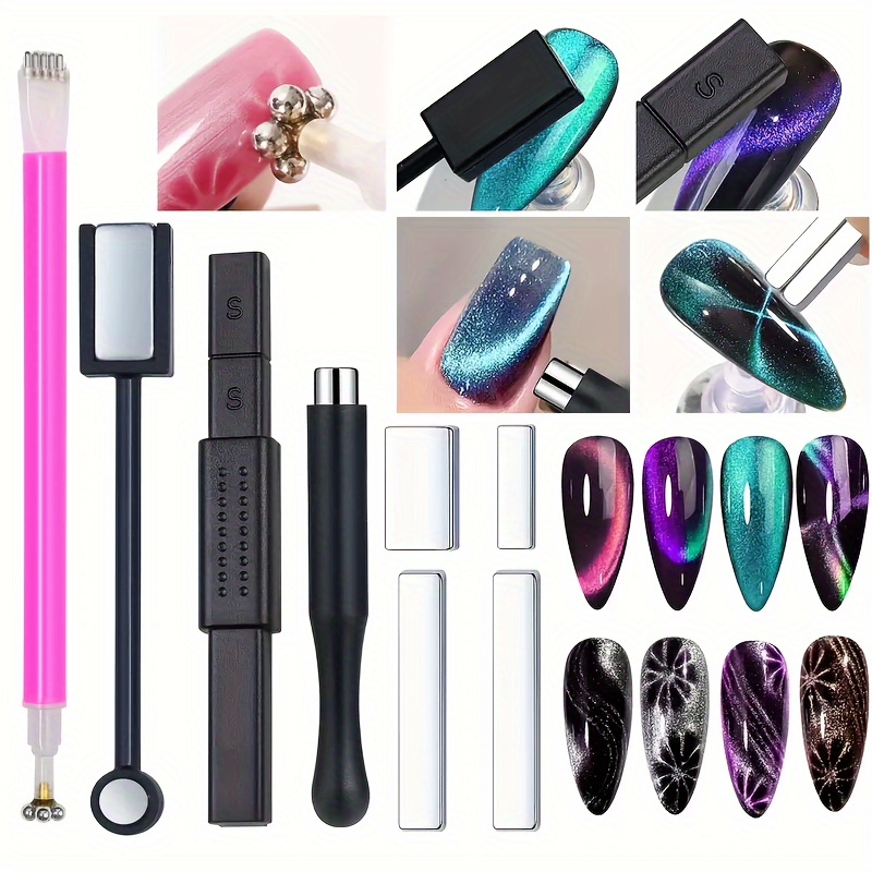 8pcs Cat Eye Nail Art Magnet Set - Dual-headed, Multi-functional Gel Polish Tools For 3d Manicure & Pedicure
8pcs Cat Eye Nail Art Magnet Set - Dual-headed, Multi-functional Gel Polish Tools For 3d Manicure & Pedicure
