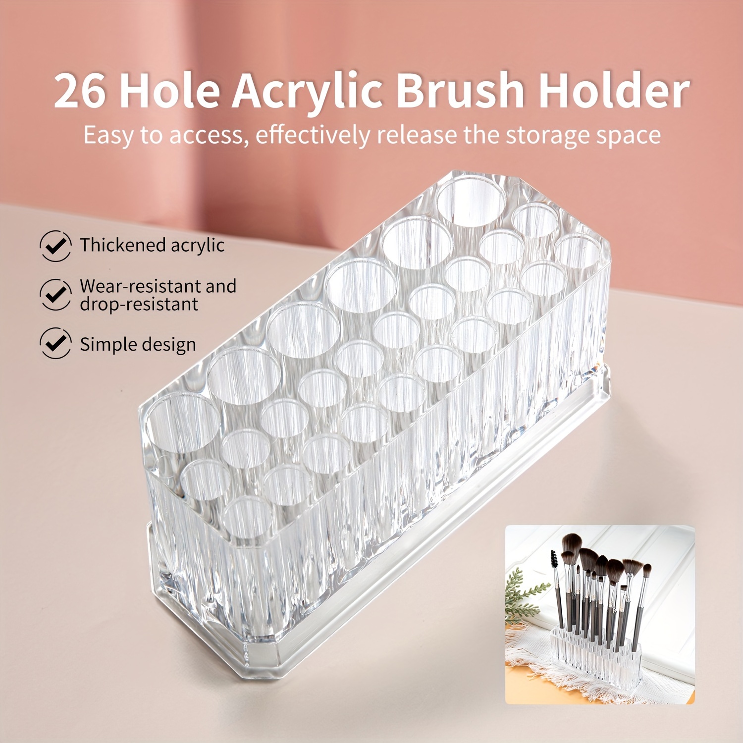 1pc Clear Acrylic Brush Holder, 26-hole Large Capacity Organizer For Nail Art Pens And Makeup Brushes, Desk Storage Tool With Easy , Portable Brush
1pc Clear Acrylic Brush Holder, 26-hole Large Capacity Organizer For Nail Art Pens And Makeup Brushes, Desk Storage Tool With Easy , Portable Brush