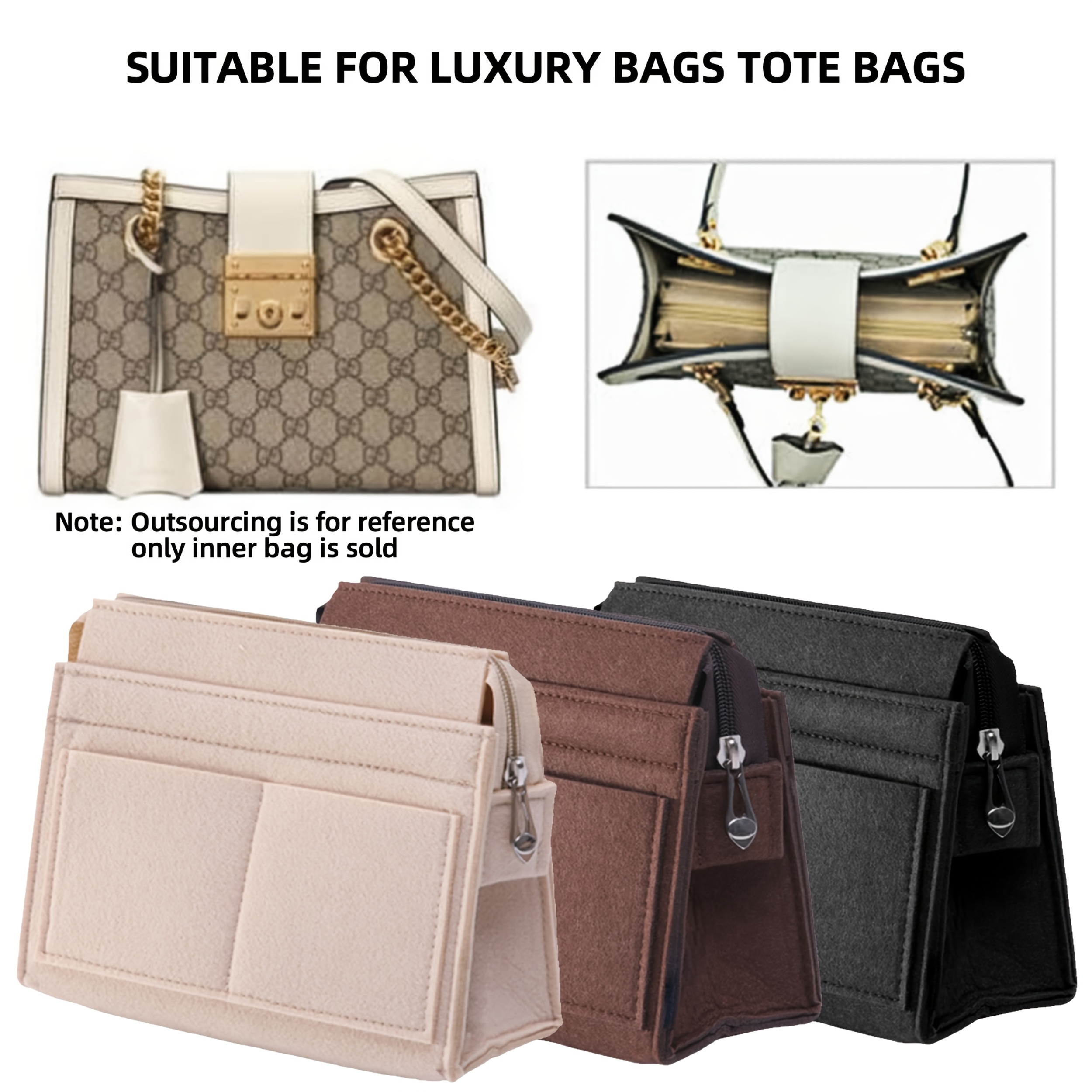 Chic Felt Tote Organizer With Zipper Pockets - Lightweight, Insert For Handbags | Multi- For Keys, Phone, | In Khaki, Coffee, Black
Chic Felt Tote Organizer With Zipper Pockets - Lightweight, Insert For Handbags | Multi- For Keys, Phone, | In Khaki, Coffee, Black
