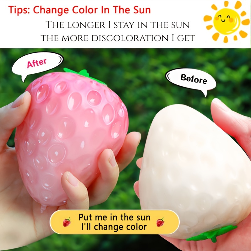 1pc, Color-changing Strawberry Toy, That Changes Color In The Sun, Squeeze Toy, Gadget, New Year's Day, Spring Festival, Easter, Cute Little Gifts.
1pc, Color-changing Strawberry Toy, That Changes Color In The Sun, Squeeze Toy, Gadget, New Year's Day, Spring Festival, Easter, Cute Little Gifts.