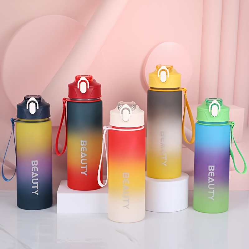 1pc Gradient Color Water Bottle, 620ml/20.96oz Frosted Water Cup With Hand Rope & Scale, Suitable For Outdoor Sports, Fitness, Travel
1pc Gradient Color Water Bottle, 620ml/20.96oz Frosted Water Cup With Hand Rope & Scale, Suitable For Outdoor Sports, Fitness, Travel