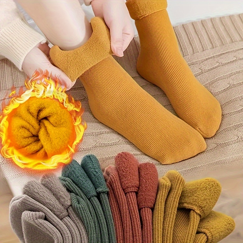 4 Pairs Solid Plush Mid Tube Socks, Warm Soft Comfy & Breathable Floor Socks For Fall & Winter, Women's Stockings & Hosiery
4 Pairs Solid Plush Mid Tube Socks, Warm Soft Comfy & Breathable Floor Socks For Fall & Winter, Women's Stockings & Hosiery
