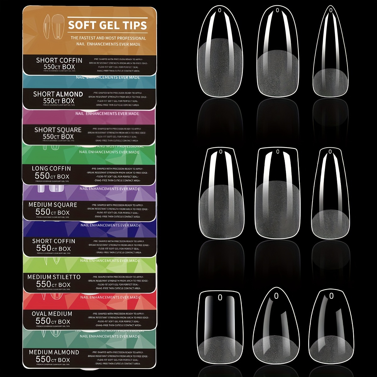 550pcs Soft Gel Nail Tips Kit - Medium Shape, Half Matte Clear Press-ons In 12 Sizes For Diy Nail Extensions & , Includes Nail Art Decorations, Nail Tech Supplies
550pcs Soft Gel Nail Tips Kit - Medium Shape, Half Matte Clear Press-ons In 12 Sizes For Diy Nail Extensions & , Includes Nail Art Decorations, Nail Tech Supplies