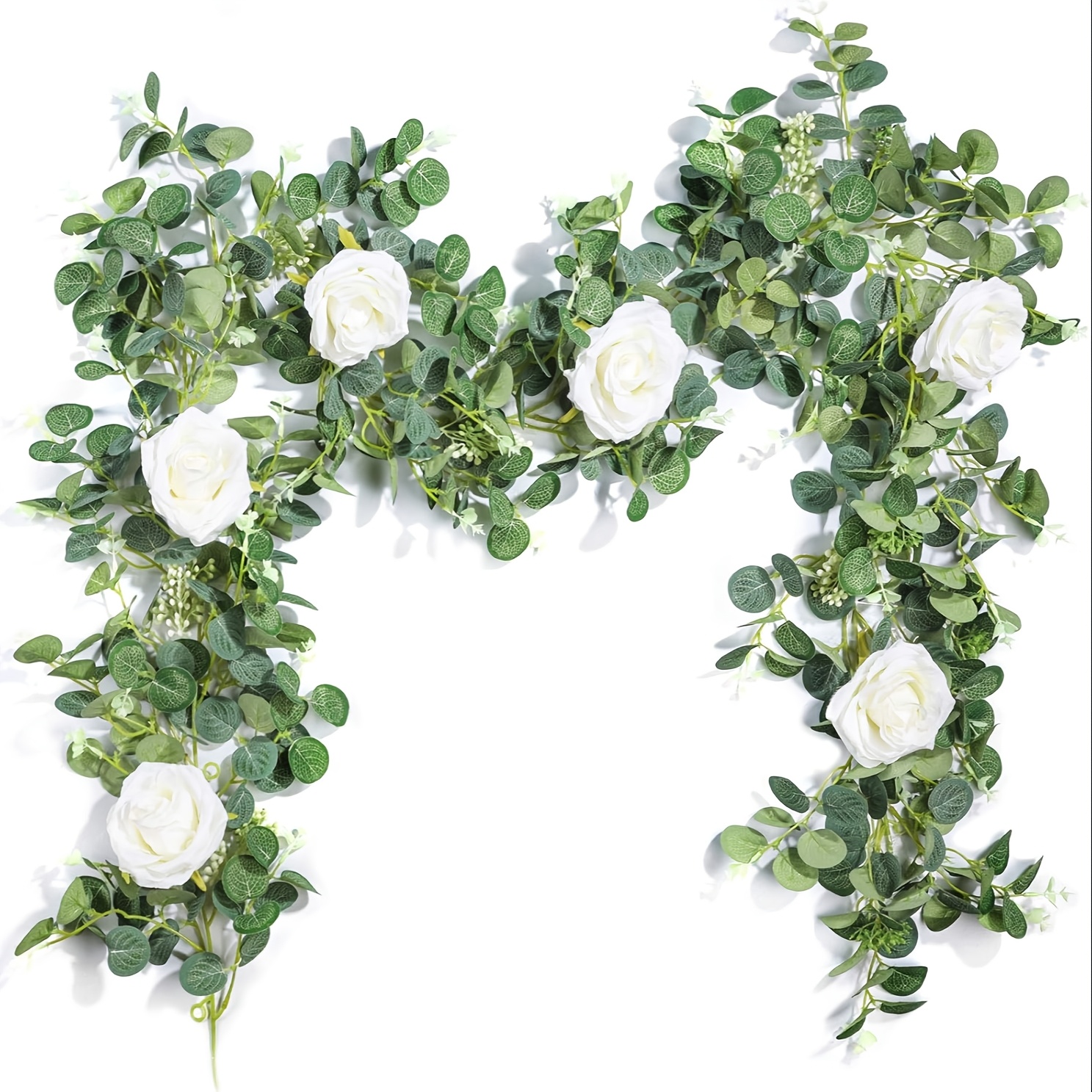 Elegant Eucalyptus & Rose Garland - Flower Vines For Wedding, Party Decor, Table, Mantel, And Home Wall Accents
Elegant Eucalyptus & Rose Garland - Flower Vines For Wedding, Party Decor, Table, Mantel, And Home Wall Accents