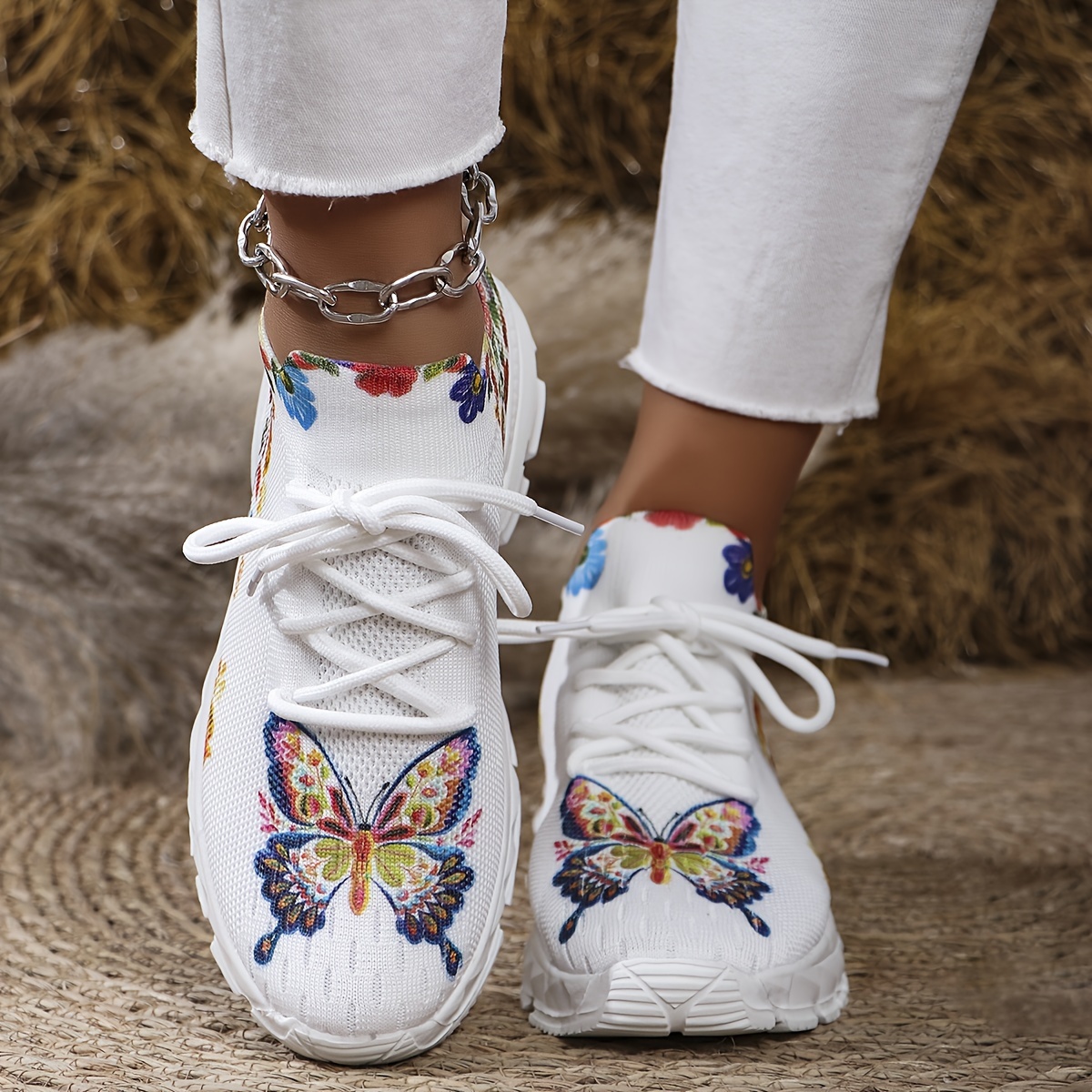 Women's Butterfly Print Platform Sneakers, Breathable Flying Woven Outdoor Shoes, Comfortable Low Top Sport Shoes
Women's Butterfly Print Platform Sneakers, Breathable Flying Woven Outdoor Shoes, Comfortable Low Top Sport Shoes