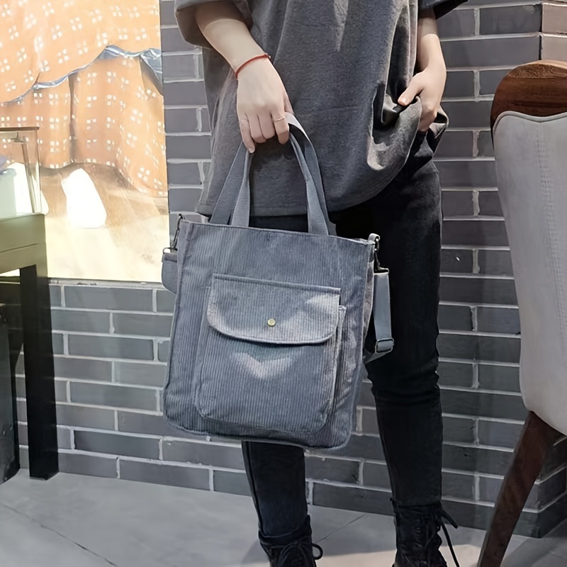 Women's Corduroy Tote Bag, Fashion Solid Color Crossbody Purse, Travel School Pocket Front Handbag, Non-washable, Polyester , Zip Closure, Canvas Material, In Black, , Pink, Grey, Green, Brown
Women's Corduroy Tote Bag, Fashion Solid Color Crossbody Purse, Travel School Pocket Front Handbag, Non-washable, Polyester , Zip Closure, Canvas Material, In Black, , Pink, Grey, Green, Brown