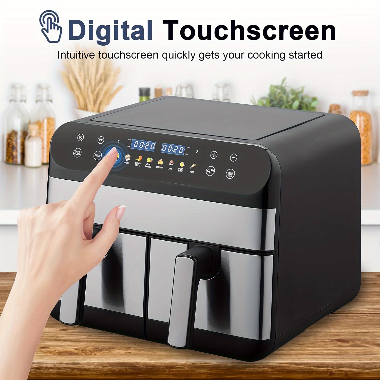 9l (4.5l+4.5l) Fryer Oven 1800w, Air Fryer Oven, Smart Tabletop Oven With 10 Menus, With Led Touch Screen Temperature And Control For Baking
9l (4.5l+4.5l) Fryer Oven 1800w, Air Fryer Oven, Smart Tabletop Oven With 10 Menus, With Led Touch Screen Temperature And Control For Baking