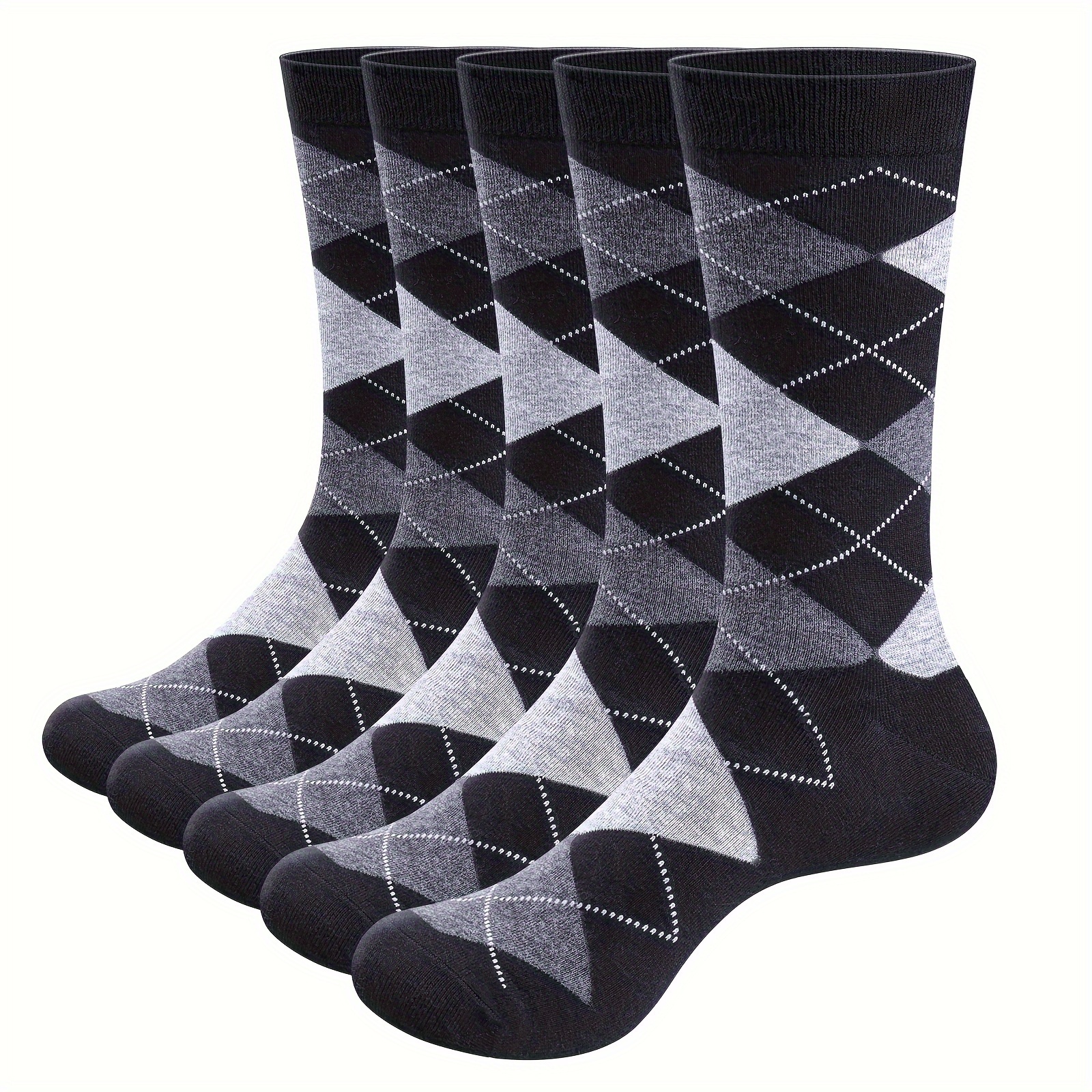 5 Pairs Men' & White Argyle Crew Socks - Ribbed Cuff, Diamond Pattern, Polyester For Business Casual & Active Wear, Business Casual Socks | Classic Crew Socks | Knitted Texture Socks
5 Pairs Men' & White Argyle Crew Socks - Ribbed Cuff, Diamond Pattern, Polyester For Business Casual & Active Wear, Business Casual Socks | Classic Crew Socks | Knitted Texture Socks