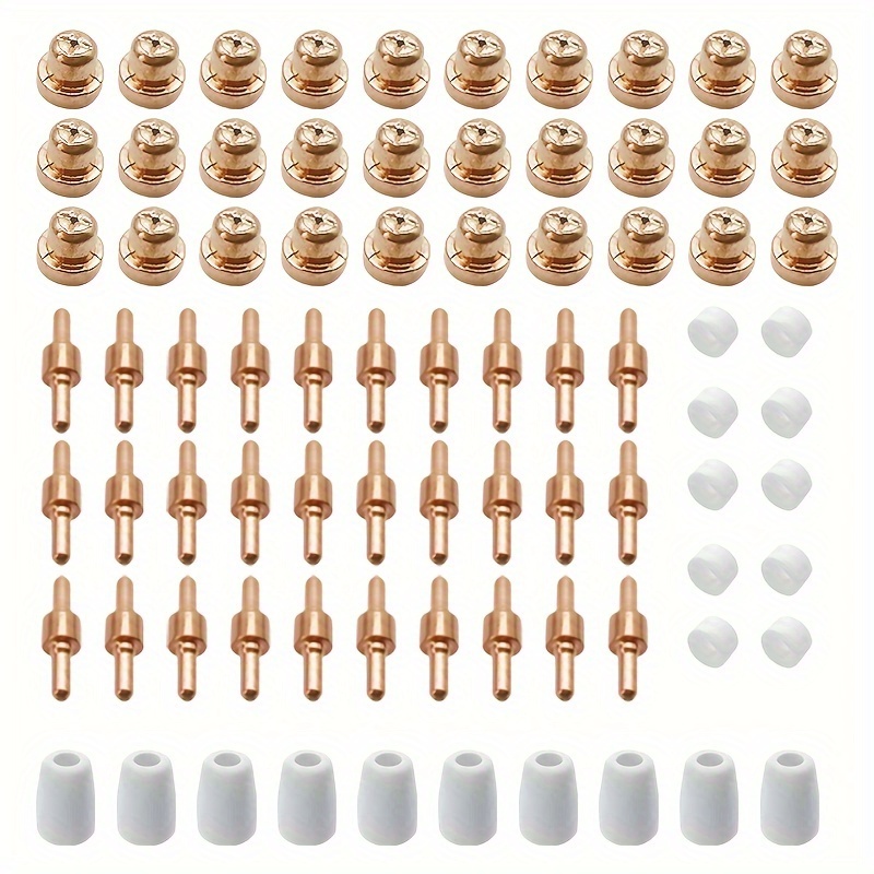 80 Pcs Consumables Kit: Electrodes, Nozzle Cups, Torch Tips - Compatible With Lg-40, Pt-31, Cut40, Cut50 - Metal Material
80 Pcs Consumables Kit: Electrodes, Nozzle Cups, Torch Tips - Compatible With Lg-40, Pt-31, Cut40, Cut50 - Metal Material