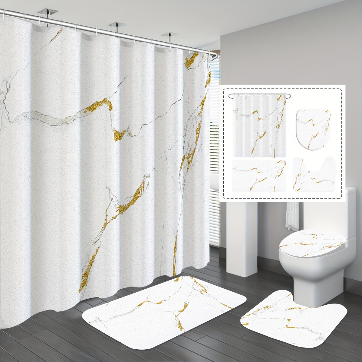 - Bathroom Set: Includes , Shower Curtain, Toilet , U-shaped Bath Mat, And Mat - Suitable For -in - - - - No - Use - Viscose -
- Bathroom Set: Includes , Shower Curtain, Toilet , U-shaped Bath Mat, And Mat - Suitable For -in - - - - No - Use - Viscose -