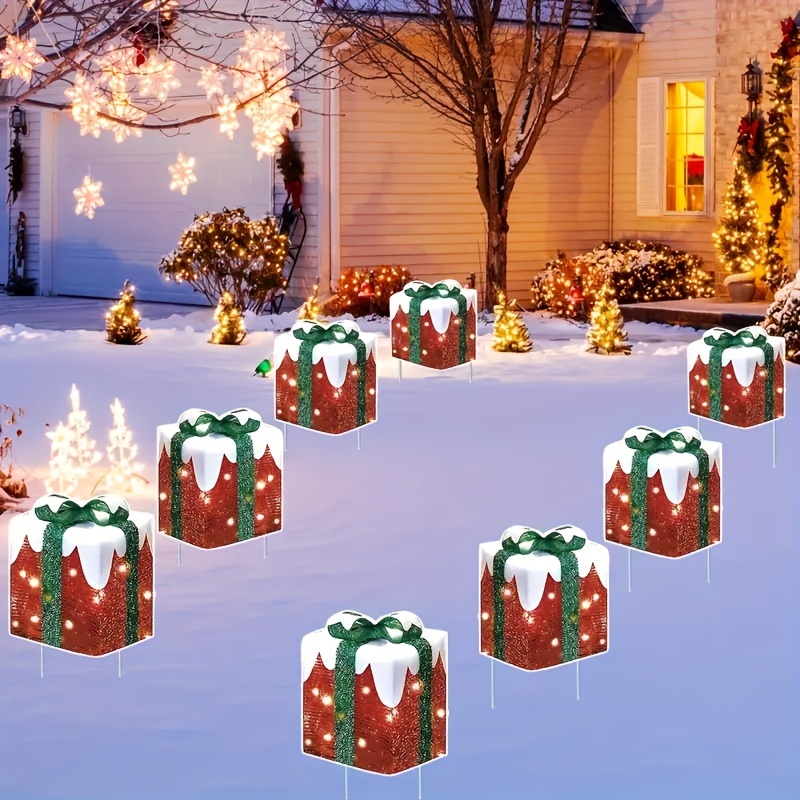 4pcs Christmas Gift Box Yard Stakes - Rustic Outdoor Holiday Decor, Plastic Lawn & Garden Ornaments
4pcs Christmas Gift Box Yard Stakes - Rustic Outdoor Holiday Decor, Plastic Lawn & Garden Ornaments