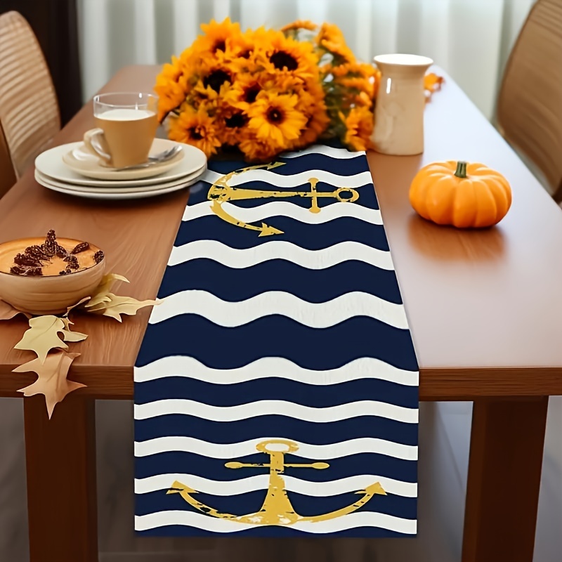 1pc, Harbor Chic Nautical Table Runner, Holiday Kitchen Dining Table Decoration, For Indoor Outdoor Home Party
1pc, Harbor Chic Nautical Table Runner, Holiday Kitchen Dining Table Decoration, For Indoor Outdoor Home Party