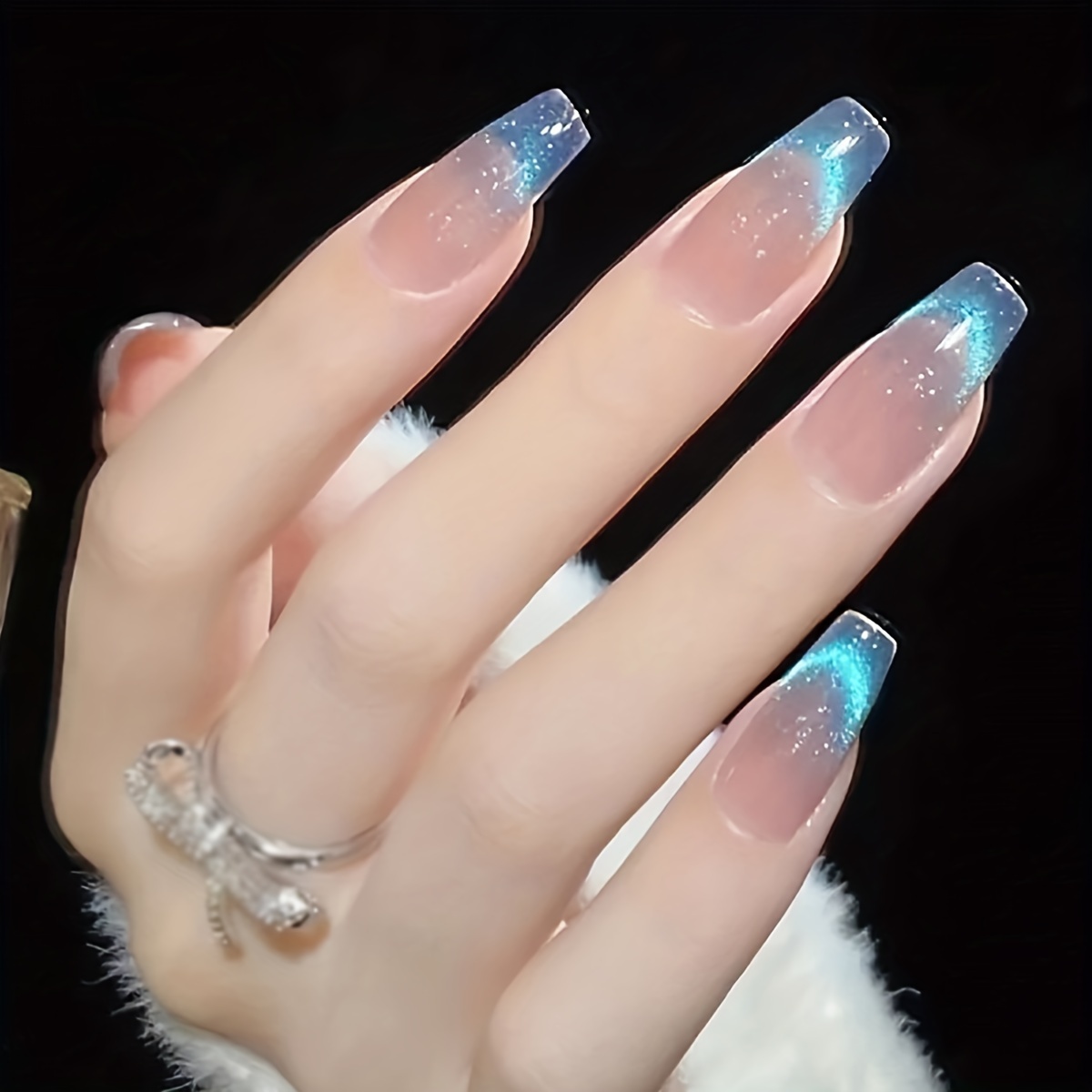 24pcs Aurora Blue Gradient Press-on Nails - Long Square Shape, Chameleon , Stunning Design, Includes Jelly Glue & Nail File For Women & Girls
24pcs Aurora Blue Gradient Press-on Nails - Long Square Shape, Chameleon , Stunning Design, Includes Jelly Glue & Nail File For Women & Girls
