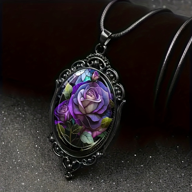 Xcl Floral Glass Pendant Necklace With Black Frame - Elegant Gothic Style, Perfect Romantic Gift For Men
Xcl Floral Glass Pendant Necklace With Black Frame - Elegant Gothic Style, Perfect Romantic Gift For Men