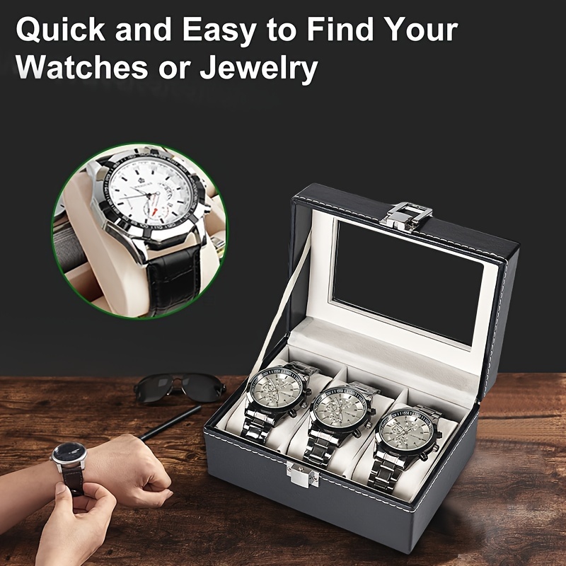 Luxury Black Pu Leather Watch Case - Rectangular Wooden Storage Box With Flip Closure For Watches, Jewelry & Accessories
Luxury Black Pu Leather Watch Case - Rectangular Wooden Storage Box With Flip Closure For Watches, Jewelry & Accessories