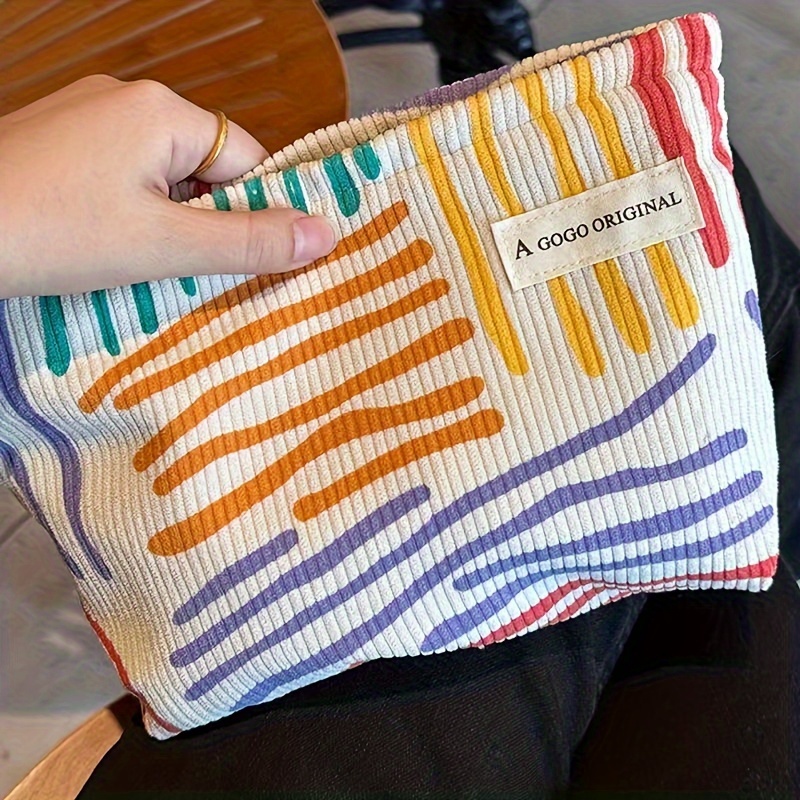 Chic Colorful Striped Large Capacity Cosmetic Bag - Polyester, Portable Makeup Organizer For Women
Chic Colorful Striped Large Capacity Cosmetic Bag - Polyester, Portable Makeup Organizer For Women