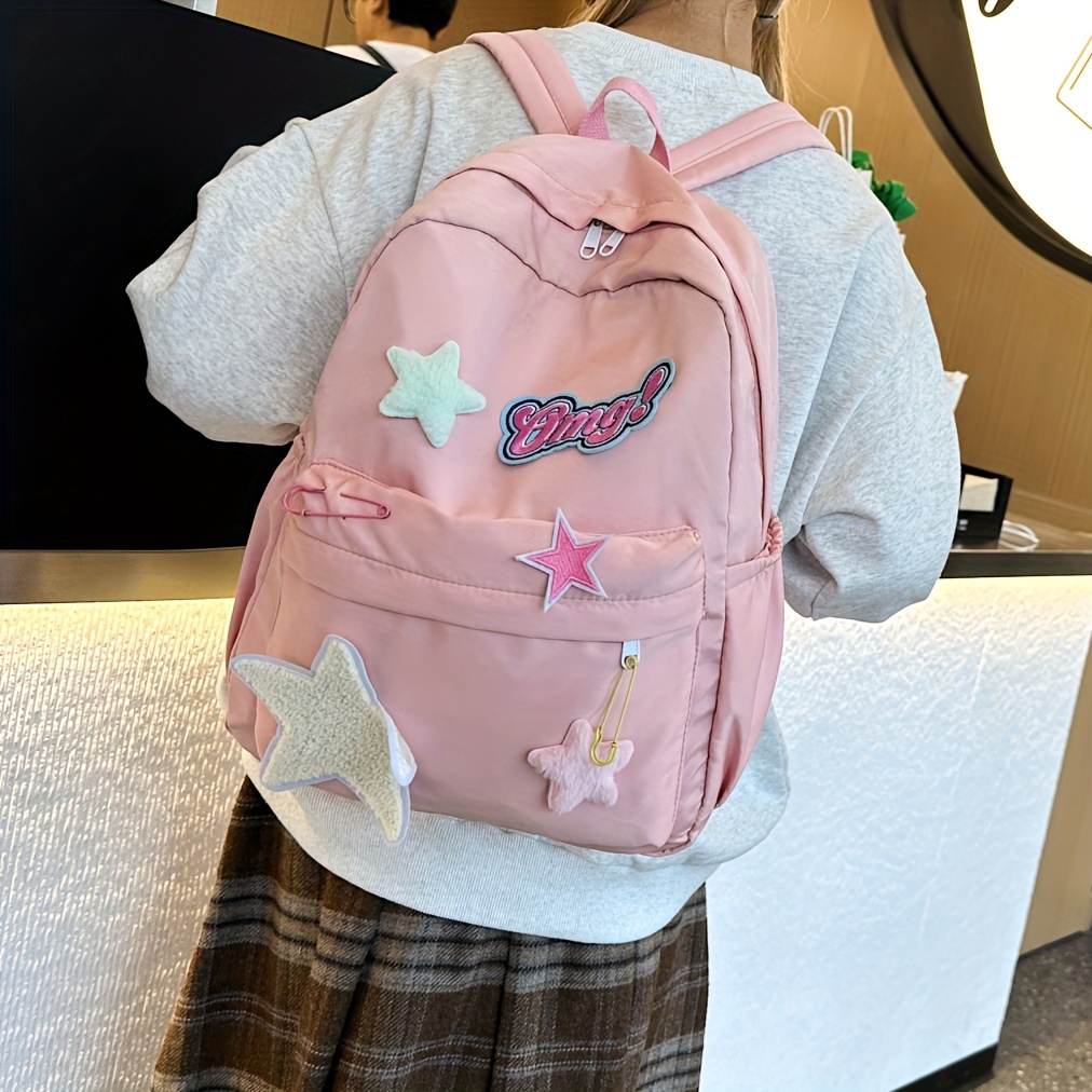 Kawaii Sweet Style Zipper Backpack, Cute Women's Daily Use School Backpack With Star Decor
Kawaii Sweet Style Zipper Backpack, Cute Women's Daily Use School Backpack With Star Decor
