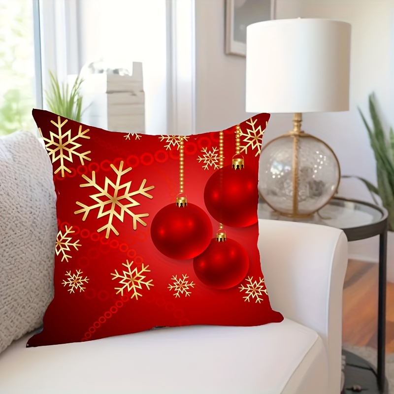 Festive Red Christmas Decorations Pillow Cover - Contemporary Style, Machine Washable, Printed Design, Zipper Closure, Suitable For Various Room Types, Knitted Fabric, Polyester Cover
Festive Red Christmas Decorations Pillow Cover - Contemporary Style, Machine Washable, Printed Design, Zipper Closure, Suitable For Various Room Types, Knitted Fabric, Polyester Cover