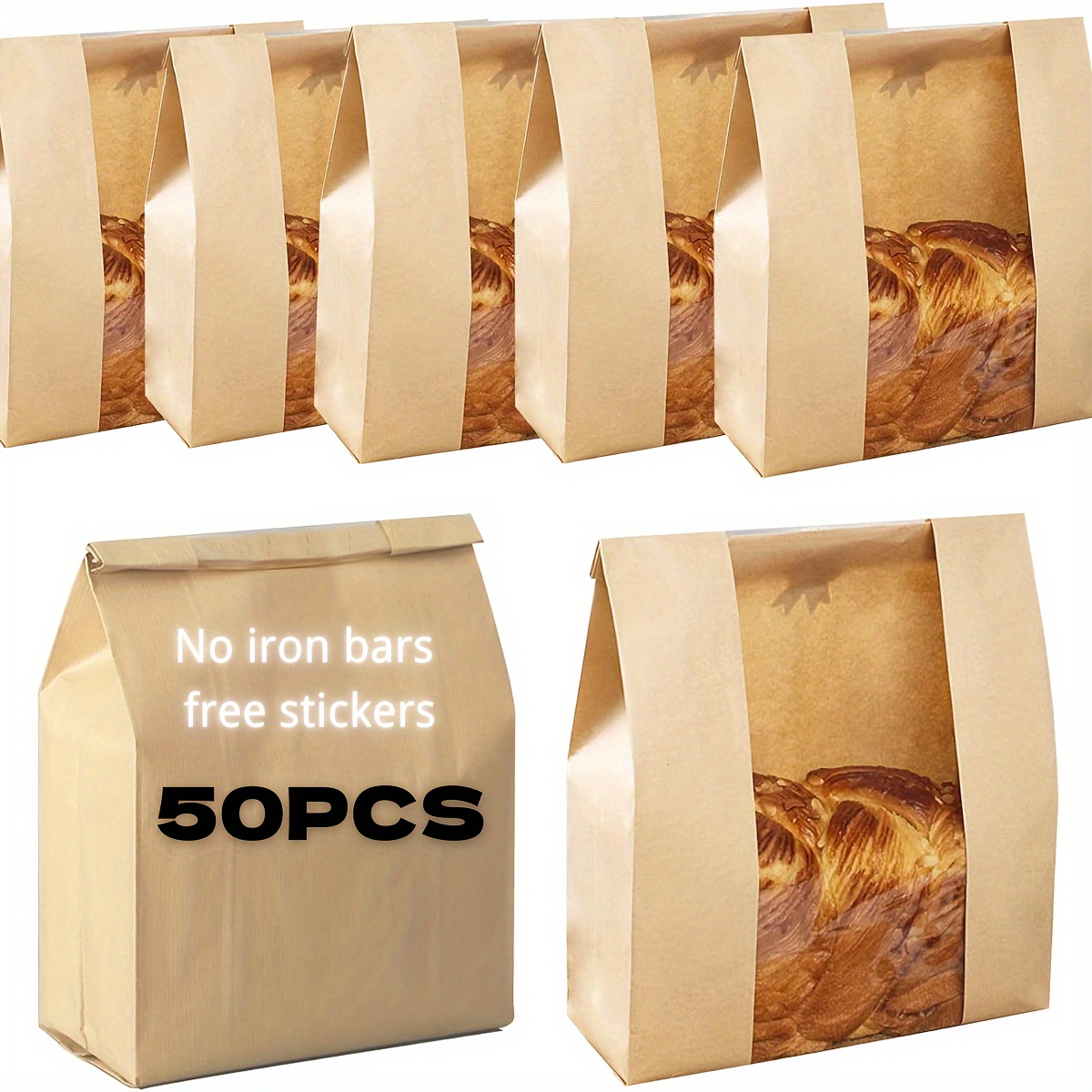 50 Sets Large Paper Bread Bags With Window, Bakery Packaging Supplies, Label Seal Stickers For Baked Food Packaging Storage, New Year's Gifts
50 Sets Large Paper Bread Bags With Window, Bakery Packaging Supplies, Label Seal Stickers For Baked Food Packaging Storage, New Year's Gifts