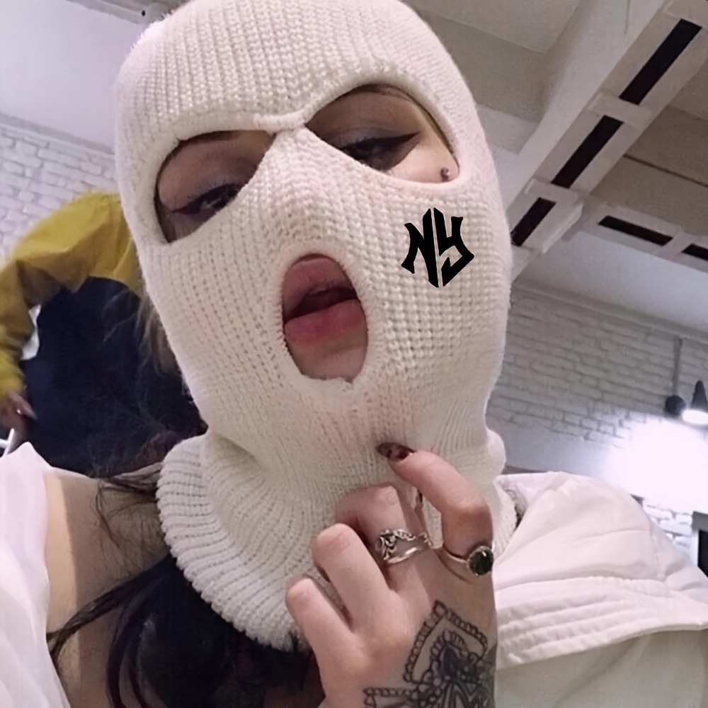 1pc "ny" Embroidered Knit Balaclava - Warm Acrylic Full Face Ski Mask With , Stretchy Ribbed Cap For Cycling & Snowboarding, Ski Gear
1pc "ny" Embroidered Knit Balaclava - Warm Acrylic Full Face Ski Mask With , Stretchy Ribbed Cap For Cycling & Snowboarding, Ski Gear