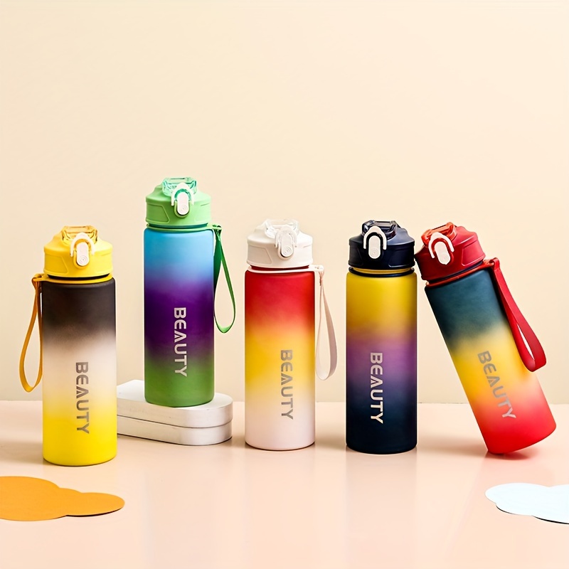 1pc 620ml/20.96oz Gradient Color Frosted Water Bottle, Portable Leakproof Sports Water Cup With Straw, Suitable For Outdoor Camping, Driving, Cycling
1pc 620ml/20.96oz Gradient Color Frosted Water Bottle, Portable Leakproof Sports Water Cup With Straw, Suitable For Outdoor Camping, Driving, Cycling