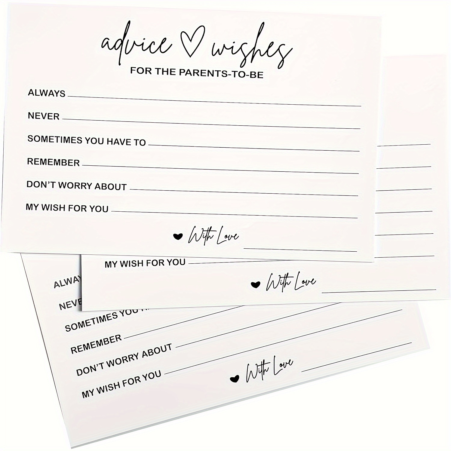 50pcs " & Wishes" Cards For New - Shower Game Cards With Inspirational Messages, New Mommy & Daddy, Ideal For Showers, Bridal Parties & Birthdays, High-quality Paper, Shower Gifts
50pcs " & Wishes" Cards For New - Shower Game Cards With Inspirational Messages, New Mommy & Daddy, Ideal For Showers, Bridal Parties & Birthdays, High-quality Paper, Shower Gifts