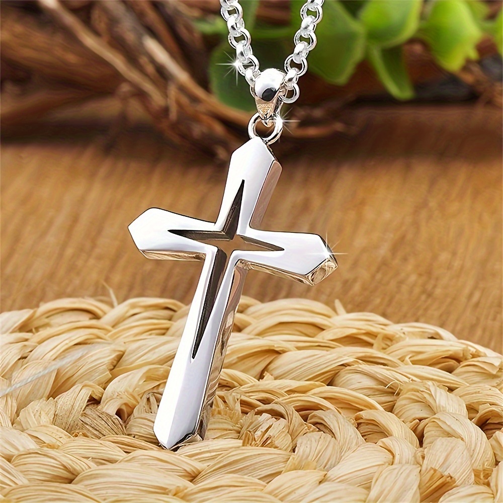 1pc Fashion Simple Hollow Cross Pendant Necklace, Men's Hip Hop Style Stainless Steel Necklace
1pc Fashion Simple Hollow Cross Pendant Necklace, Men's Hip Hop Style Stainless Steel Necklace