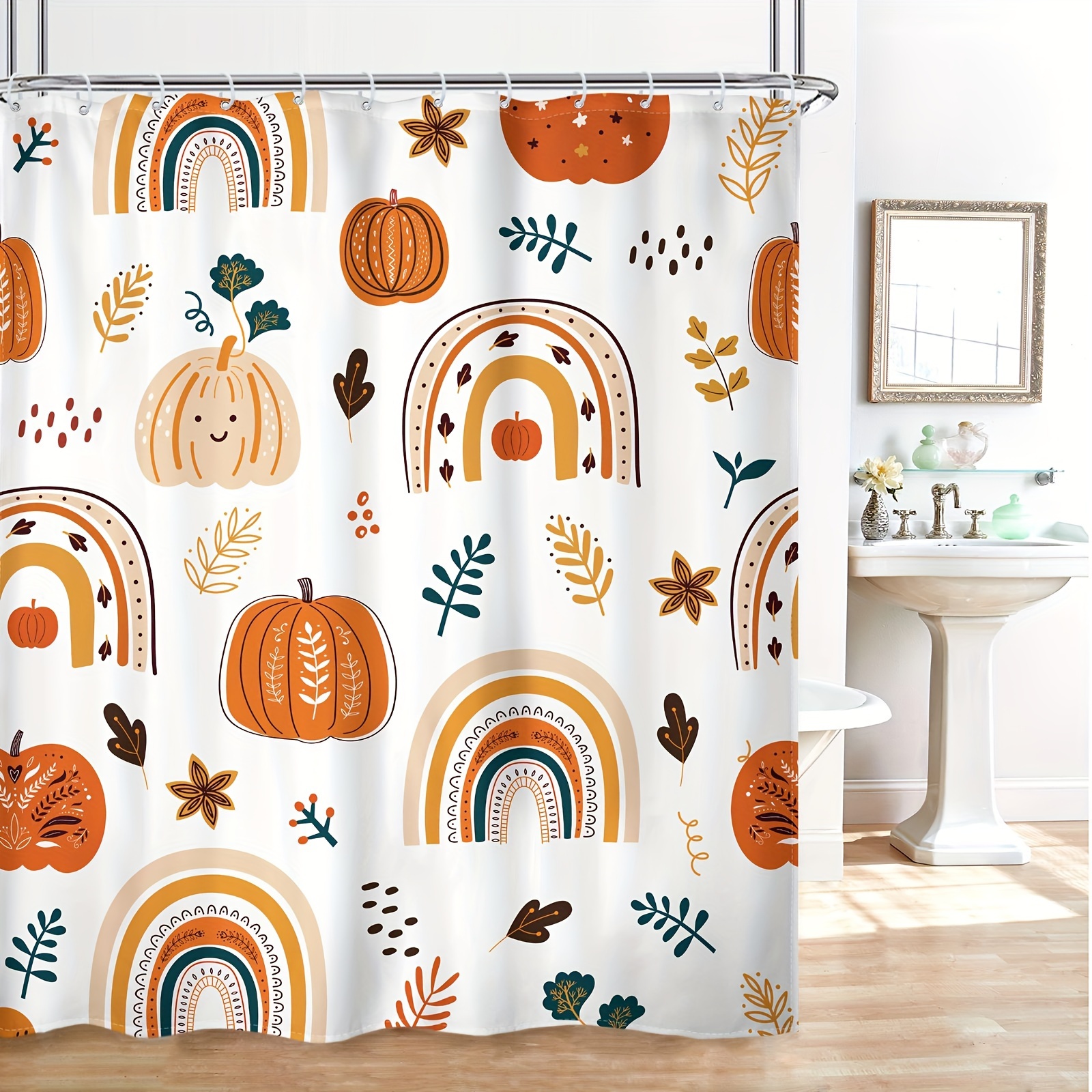 1pc Kids' Shower Curtain: Autumn Pumpkin & Leaf Design, 60"x72", Machine Washable, Waterproof, With 12 Plastic Hooks - Perfect For Children's Bathroom Decor, , Christmas Decorations
1pc Kids' Shower Curtain: Autumn Pumpkin & Leaf Design, 60"x72", Machine Washable, Waterproof, With 12 Plastic Hooks - Perfect For Children's Bathroom Decor, , Christmas Decorations