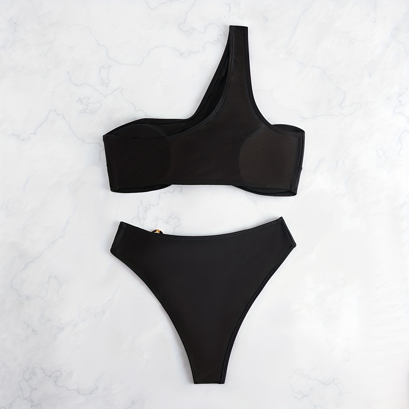 5c191ccc 0921 4b70 8667 f53f9caf1151 2026 New Cross-Border European And American Sexy Fashion Metal Jewelry One-Shoulder Women'S Split Swimsuit